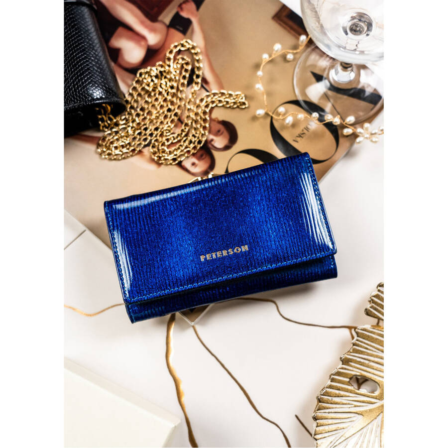 Portfel na karty damski w niebieskim kolorze - Peterson - obrazek 3
