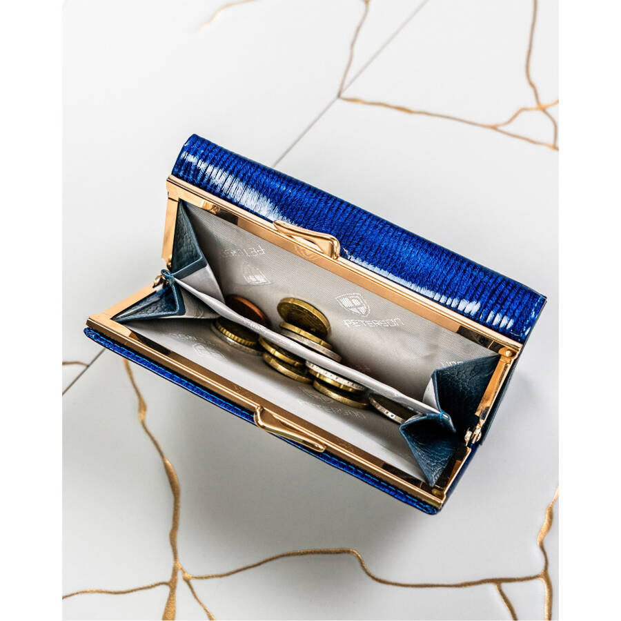 Portfel na karty damski w niebieskim kolorze - Peterson - obrazek 12