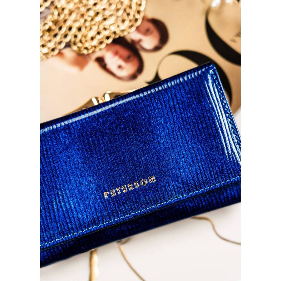 Portfel na karty damski w niebieskim kolorze - Peterson - obrazek 5
