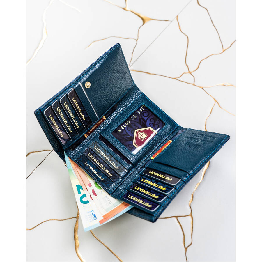 Portfel na karty damski w niebieskim kolorze - Peterson - obrazek 11