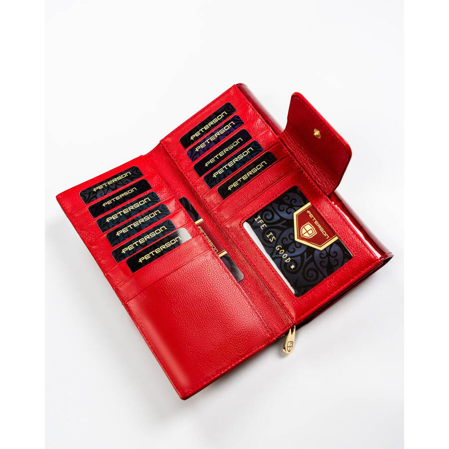 Duży i pojemny czerwony portfel damski z systemem RFID - Peterson - obrazek 7