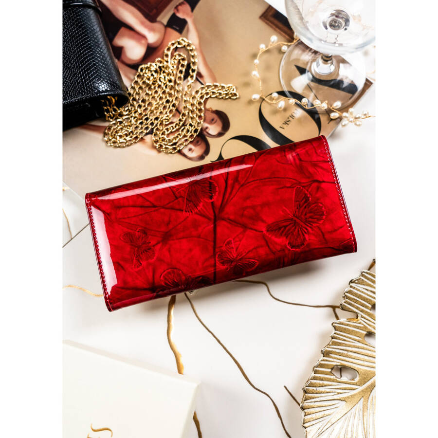 Duży portfel damski z wieloma przegródkami czerwony - Peterson - obrazek 4