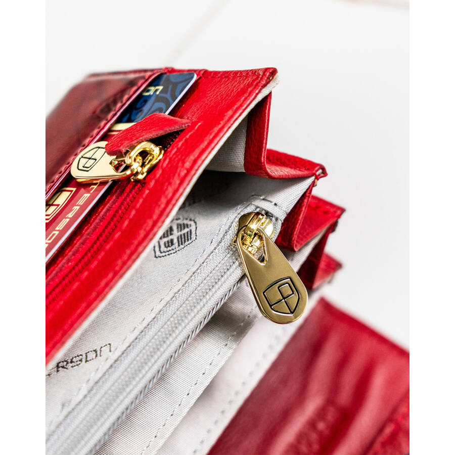 Duży portfel damski z wieloma przegródkami czerwony - Peterson - obrazek 11