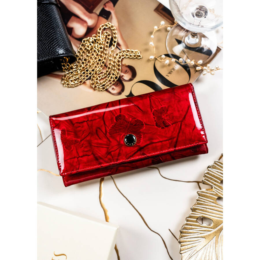 Duży portfel damski z wieloma przegródkami czerwony - Peterson - obrazek 2