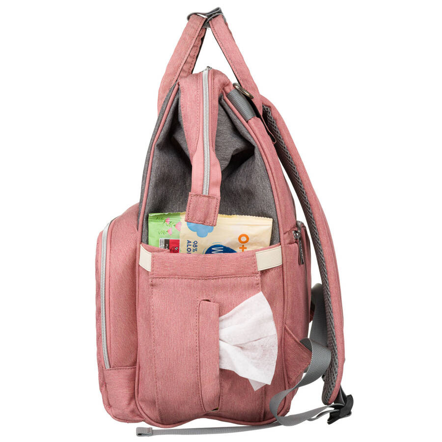 Plecak damski typu mommy bag w szaro-różowym kolorze - Peterson - obrazek 13
