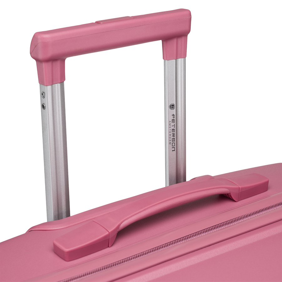 Kabinowa walizka różowa z czterema kółkami na podróże, Peterson - obrazek 5