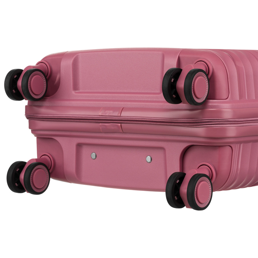 Kabinowa walizka różowa z czterema kółkami na podróże, Peterson - obrazek 7