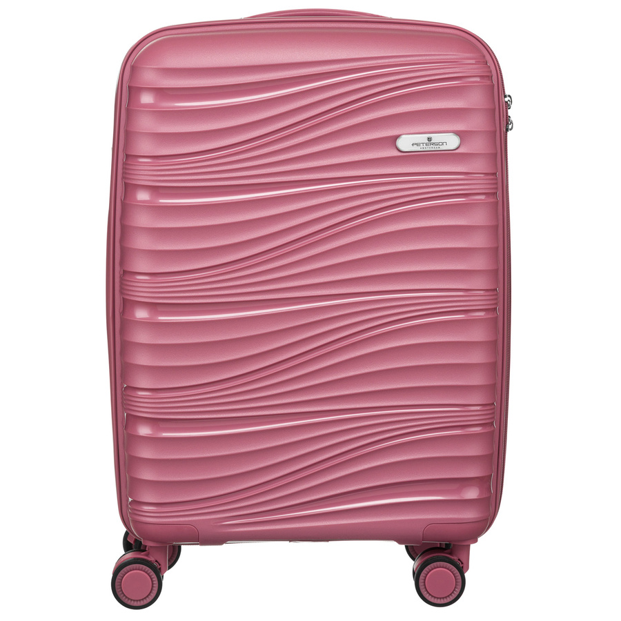 Kabinowa walizka różowa z czterema kółkami na podróże, Peterson - obrazek 2