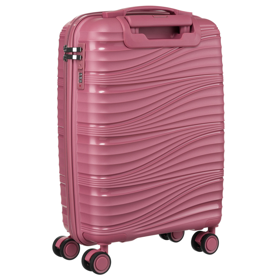 Kabinowa walizka różowa z czterema kółkami na podróże, Peterson - obrazek 4