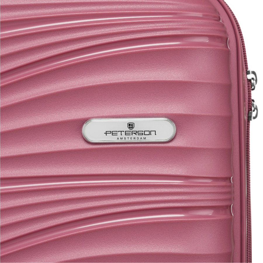 Kabinowa walizka różowa z czterema kółkami na podróże, Peterson - obrazek 3
