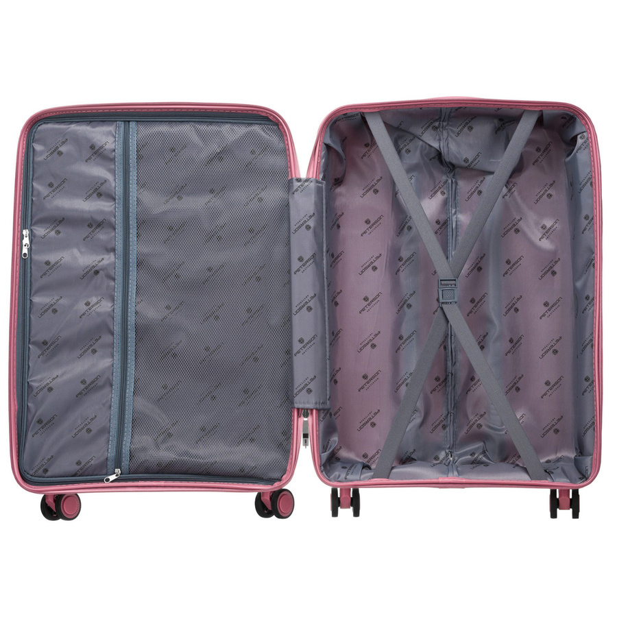 Kabinowa walizka różowa z czterema kółkami na podróże, Peterson - obrazek 8