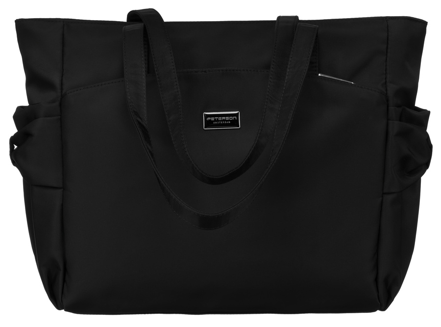 Czarny shopper bag torebka mieszcząca A4 - Peterson - obrazek 3
