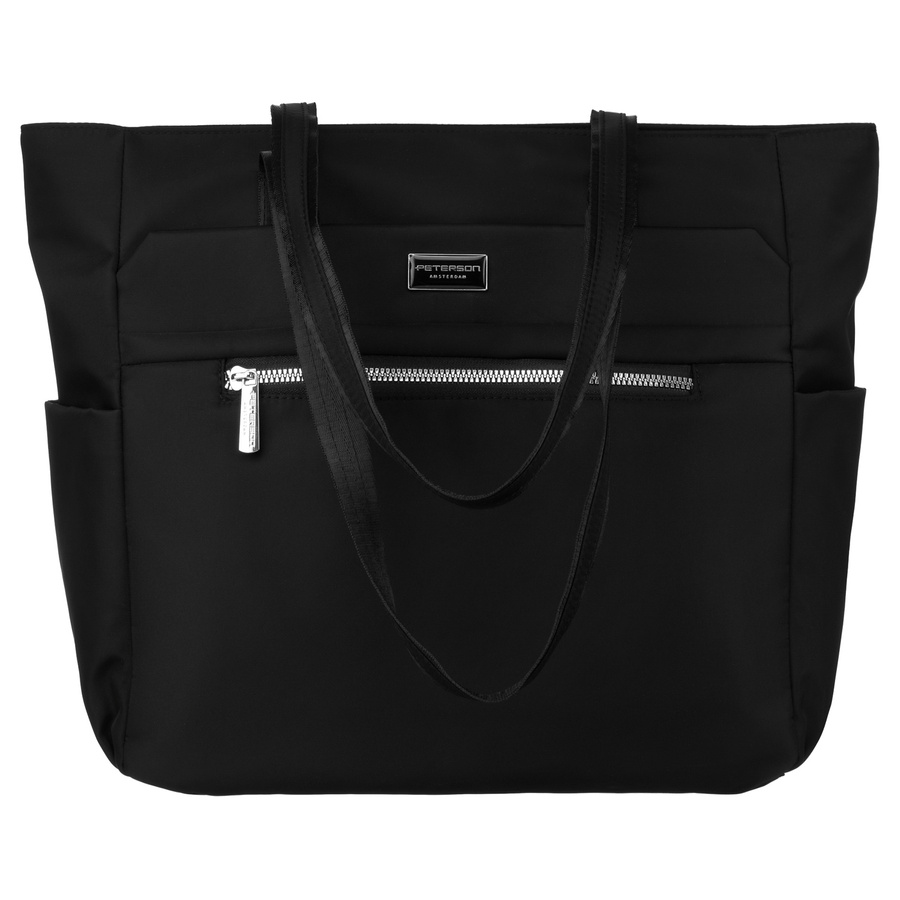 Miejska torebka damska mieszcząca A4 w czarnym kolorze - Peterson - obrazek 3