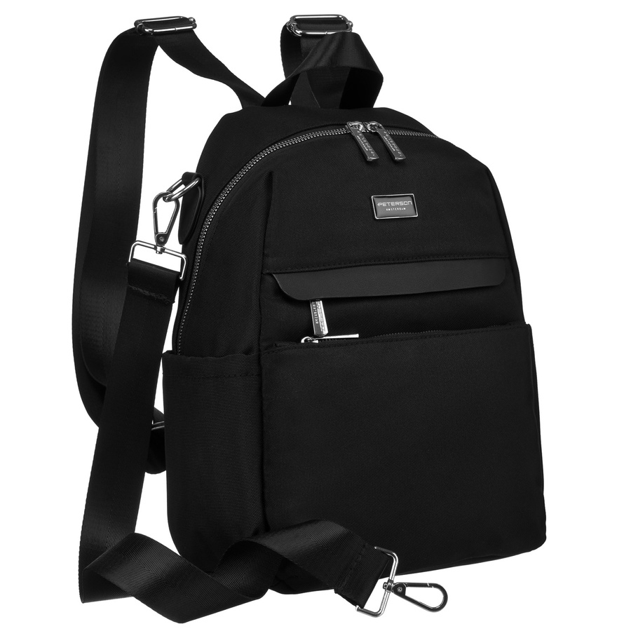 Plecak damski z kieszeniami w czarnym kolorze - Peterson