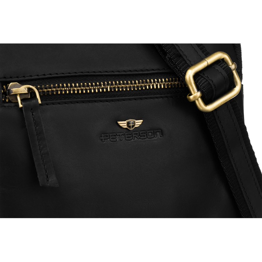 Skórzana torebka męska listonoszka na pasku - Peterson - obrazek 3
