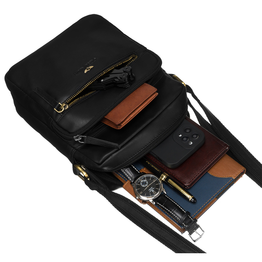 Skórzana torebka męska listonoszka na pasku - Peterson - obrazek 8