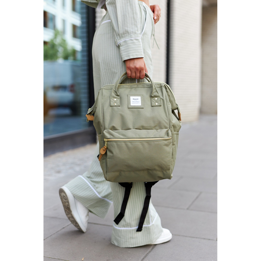 Modny zielony plecak podróżny z portem USB - Himawari - obrazek 5