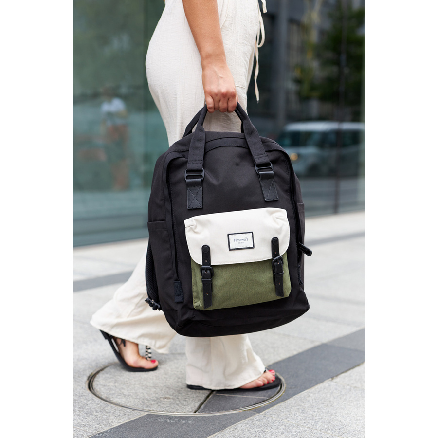 Plecak na laptopa czarny z zieloną kieszenią - Himawari - obrazek 11