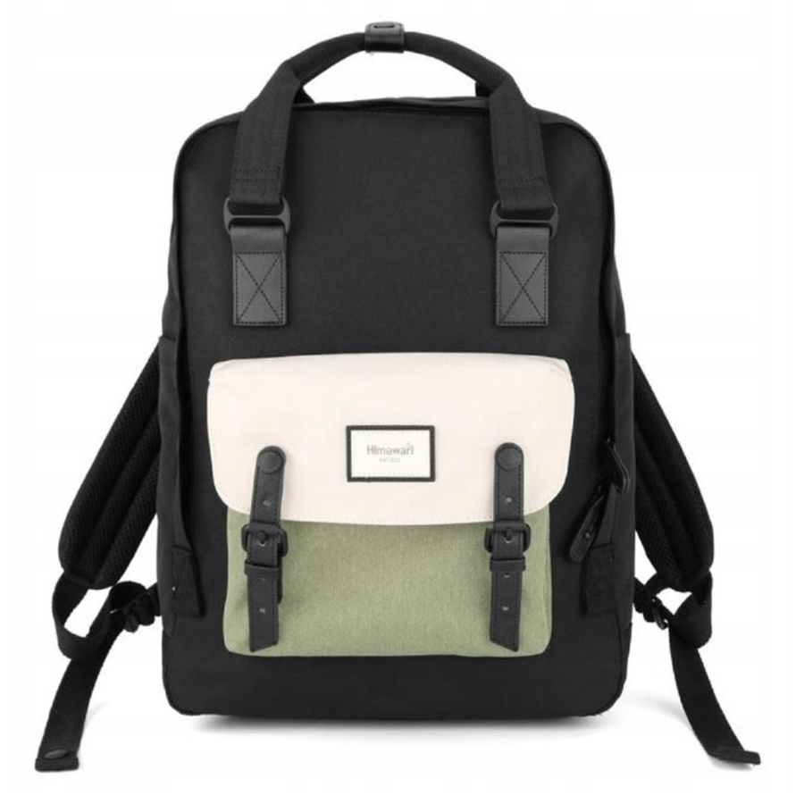 Plecak na laptopa czarny z zieloną kieszenią - Himawari - obrazek 3