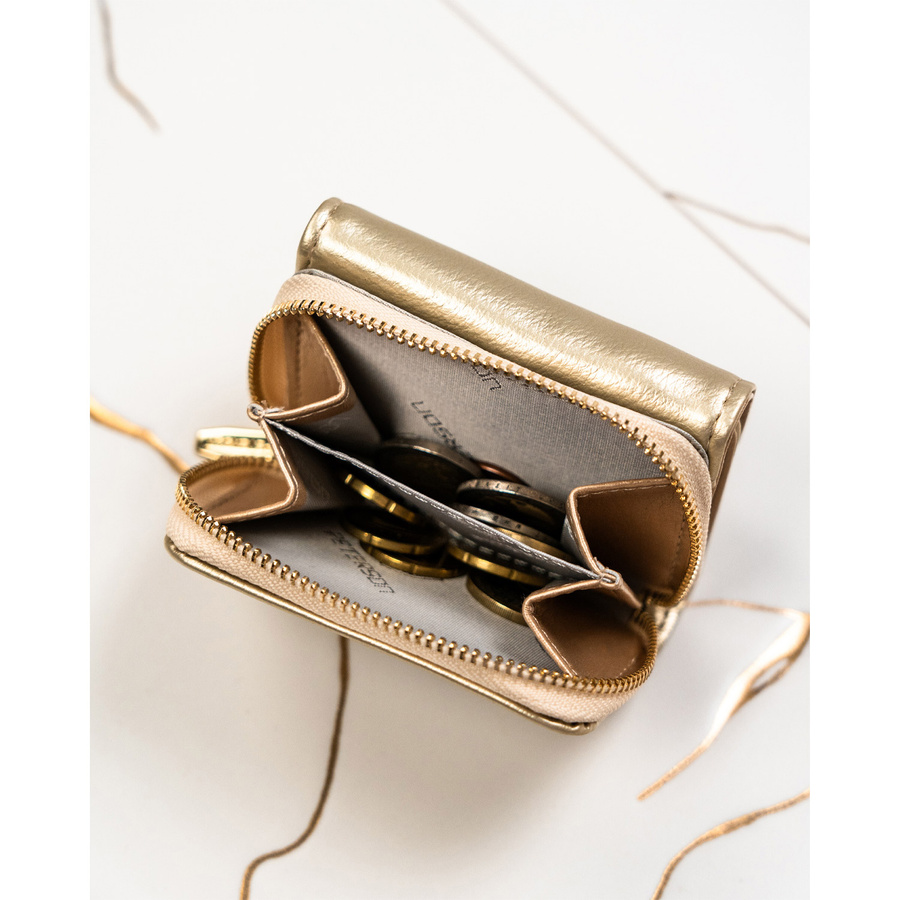 Złoty damski portfel RFID z zatrzaskiem - Peterson - obrazek 10