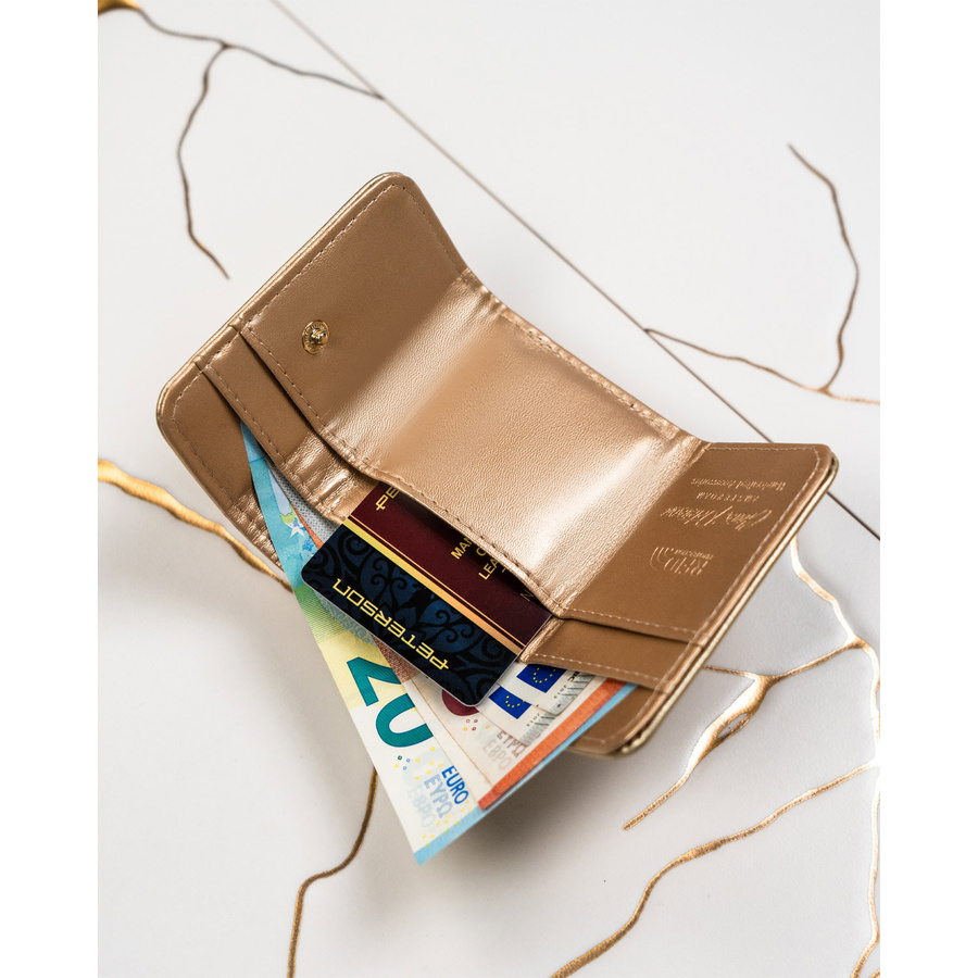 Złoty damski portfel RFID z zatrzaskiem - Peterson - obrazek 9