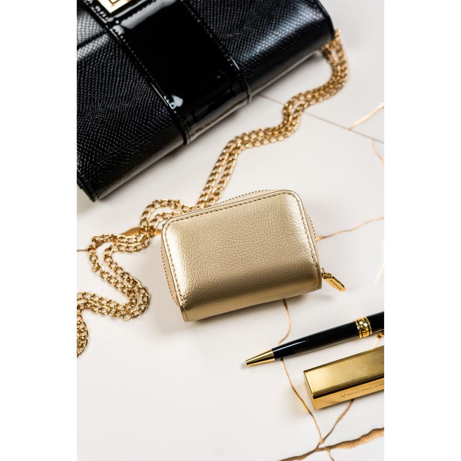 Złoty damski portfel RFID z zatrzaskiem - Peterson - obrazek 4