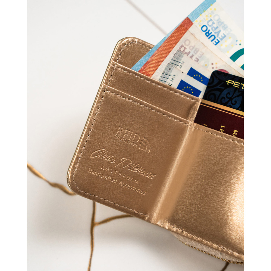 Złoty damski portfel RFID z zatrzaskiem - Peterson - obrazek 8