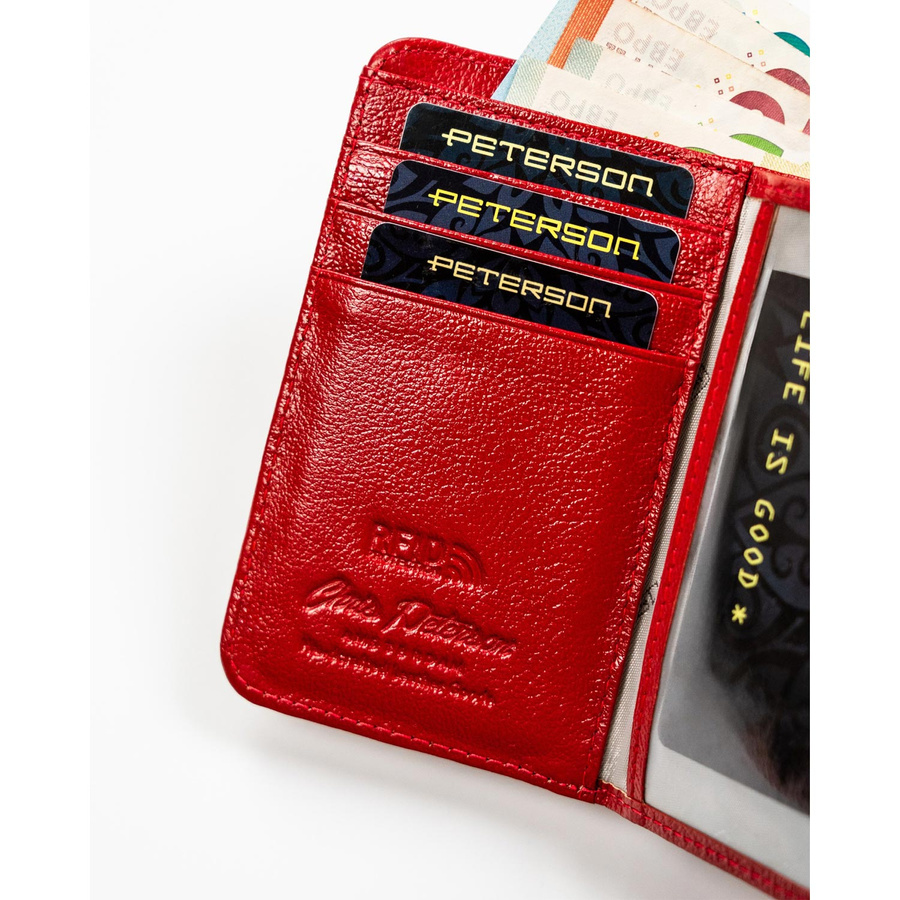 Skórzany portfel damski na zatrzask z RFID - Peterson - obrazek 8