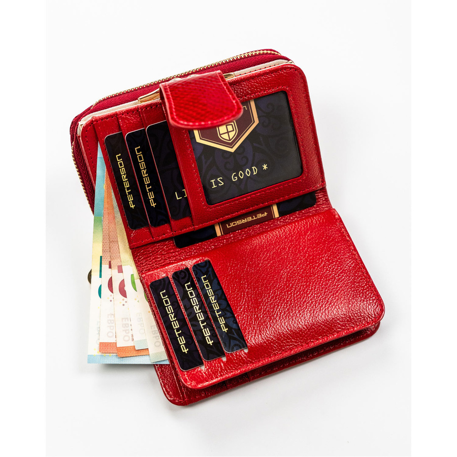 Skórzany portfel damski na zatrzask z RFID - Peterson - obrazek 7