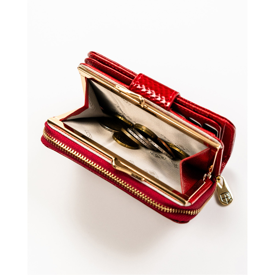 Skórzany portfel damski na zatrzask z RFID - Peterson - obrazek 11