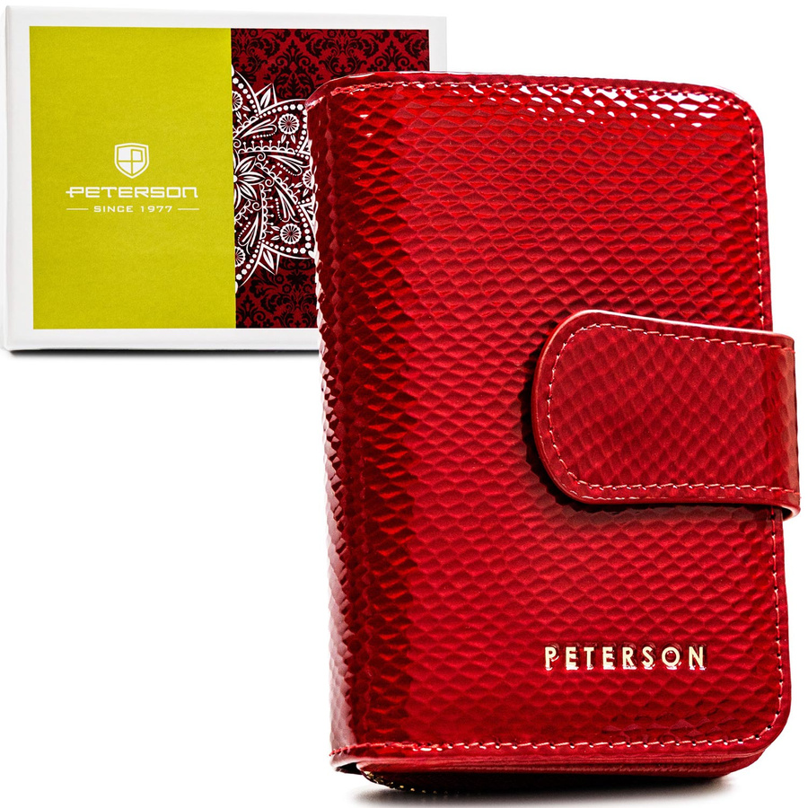 Skórzany portfel damski na zatrzask z RFID - Peterson