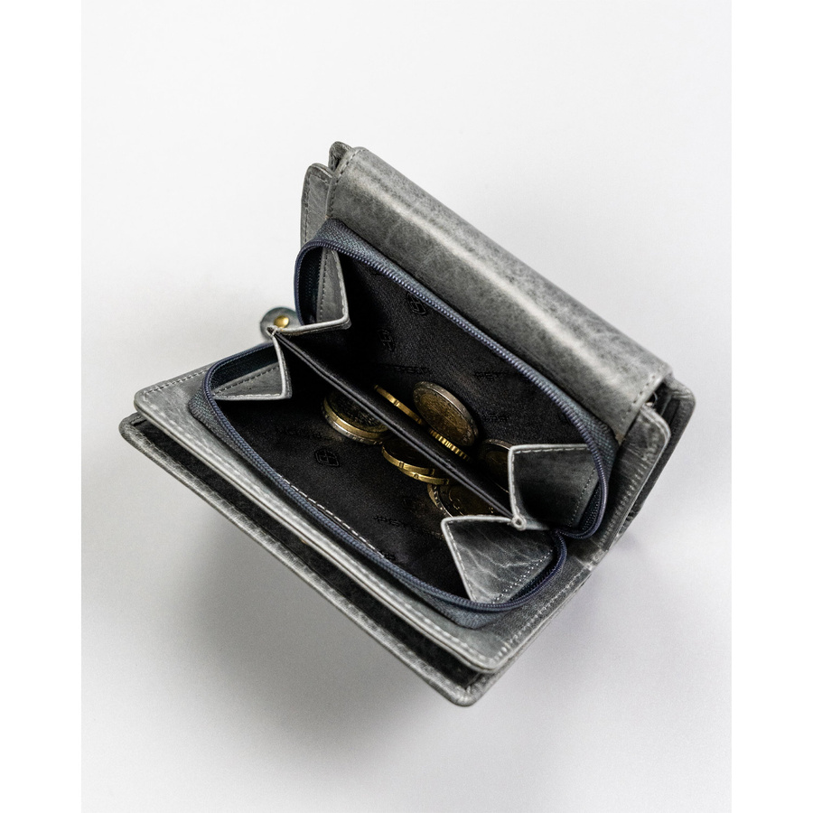 Elegancki portfel na karty i monety z cieniowanej skóry naturalnej - Peterson - obrazek 10