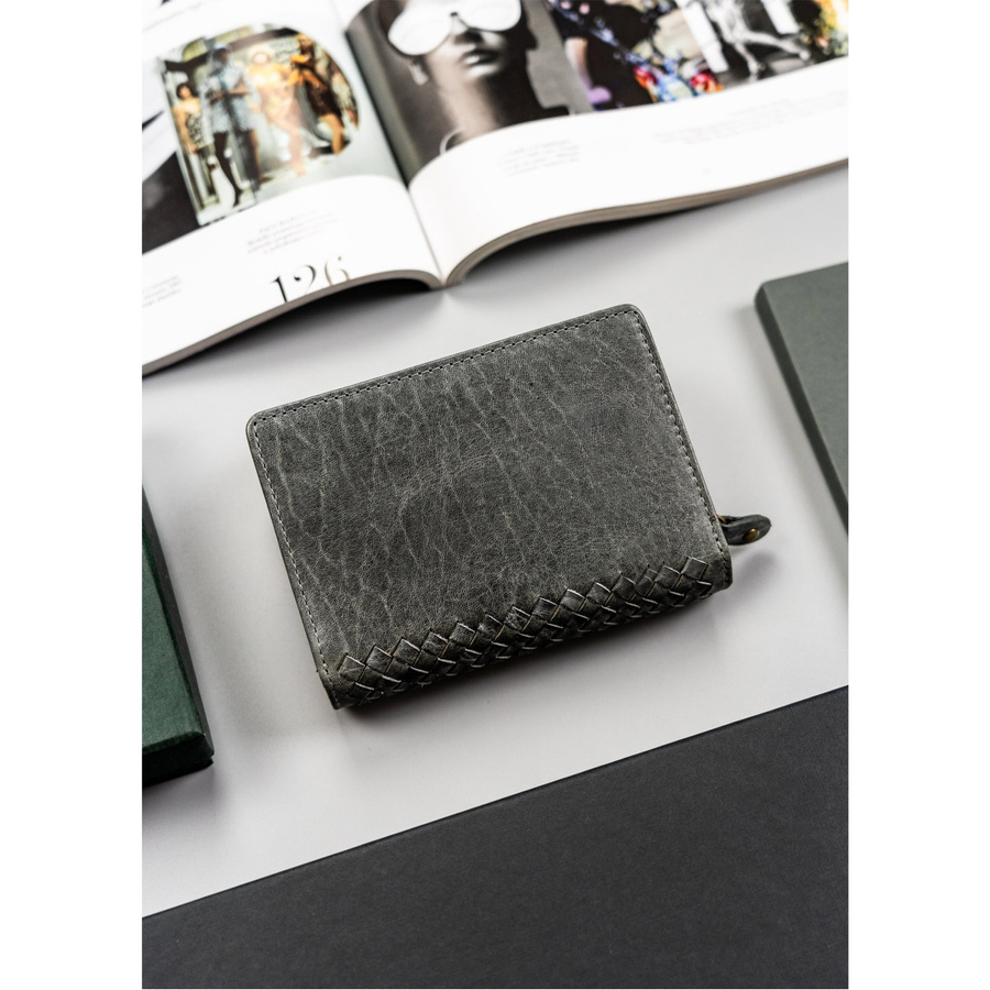 Elegancki portfel na karty i monety z cieniowanej skóry naturalnej - Peterson - obrazek 4