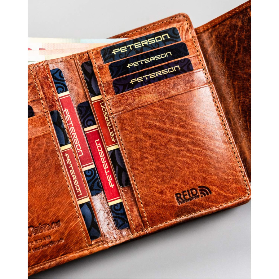 Skórzany portfel damski zamykany na zatrzask RFID - Peterson - obrazek 9