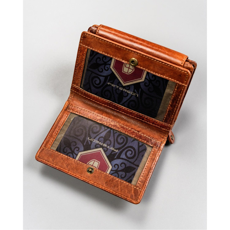 Skórzany portfel damski zamykany na zatrzask RFID - Peterson - obrazek 7