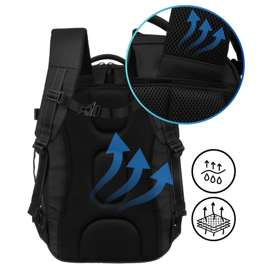 Czarny plecak podróżny z komorą próżniową i portem USB - Peterson - obrazek 8