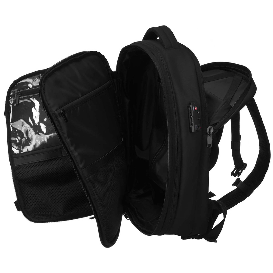 Pojemny plecak podróżny w czarnym kolorze z komorą próżniową i kieszenią na laptopa - Peterson - obrazek 12