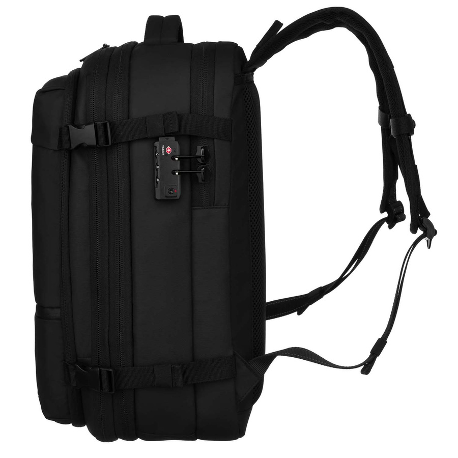 Pojemny plecak podróżny w czarnym kolorze z komorą próżniową i kieszenią na laptopa - Peterson - obrazek 4