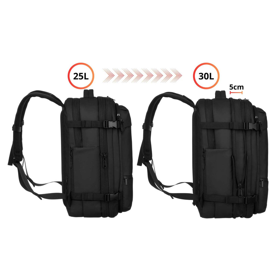 Pojemny plecak podróżny w czarnym kolorze z komorą próżniową i kieszenią na laptopa - Peterson - obrazek 5