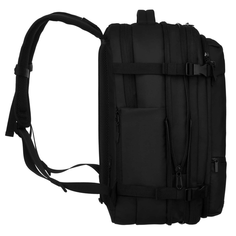 Pojemny plecak podróżny w czarnym kolorze z komorą próżniową i kieszenią na laptopa - Peterson - obrazek 3