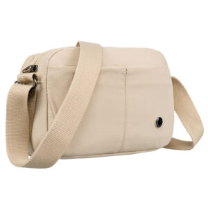 Listonoszka damska w beżowym kolorze zawieszona na regulowanym pasku - Peterson