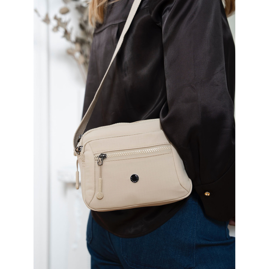 Listonoszka damska z poliestru w beżowym kolorze - Peterson - obrazek 2