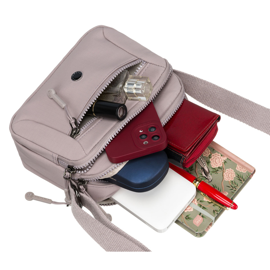 Miejska listonoszka damska w jasnym, fioletowym kolorze zawieszona na regulowanym pasku - Peterson - obrazek 9