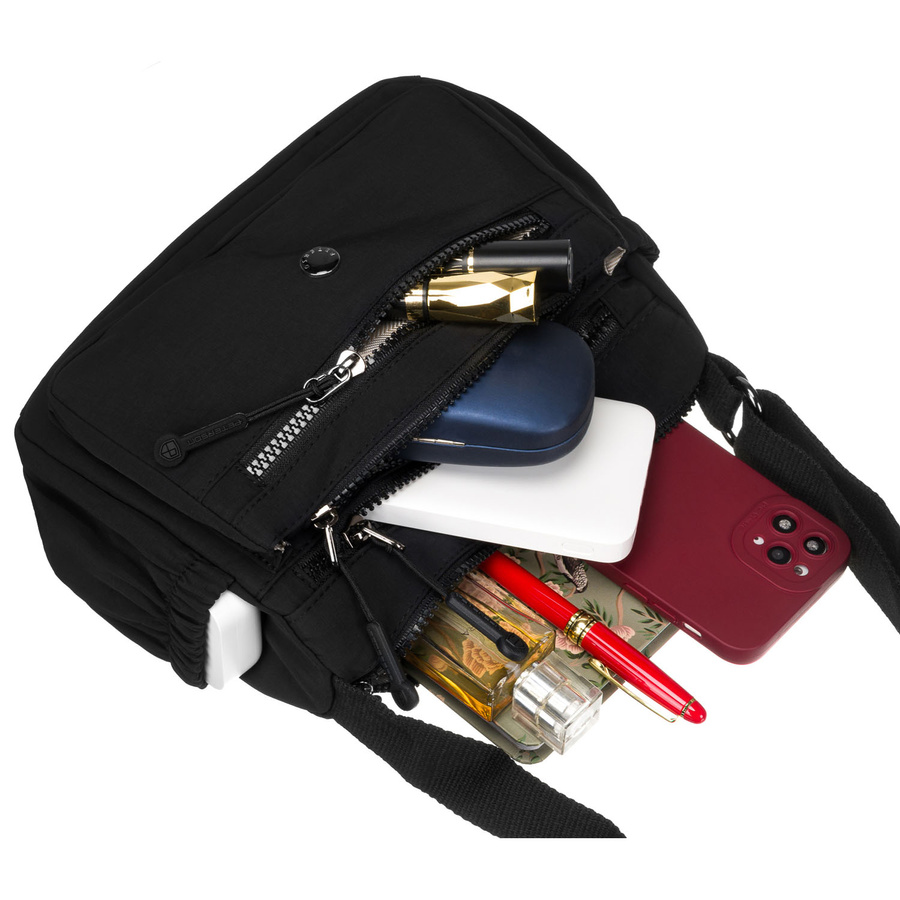 Listonoszka damska na szerokim pasku wykonana z poliestru w czarnym kolorze - Peterson - obrazek 10