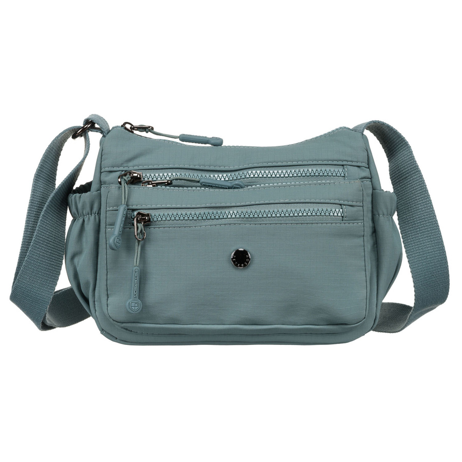 Miejska torebka damska w niebieskim kolorze z kieszenią na froncie - Peterson - obrazek 4