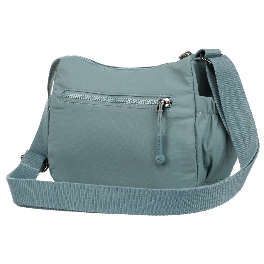 Miejska torebka damska w niebieskim kolorze z kieszenią na froncie - Peterson - obrazek 7