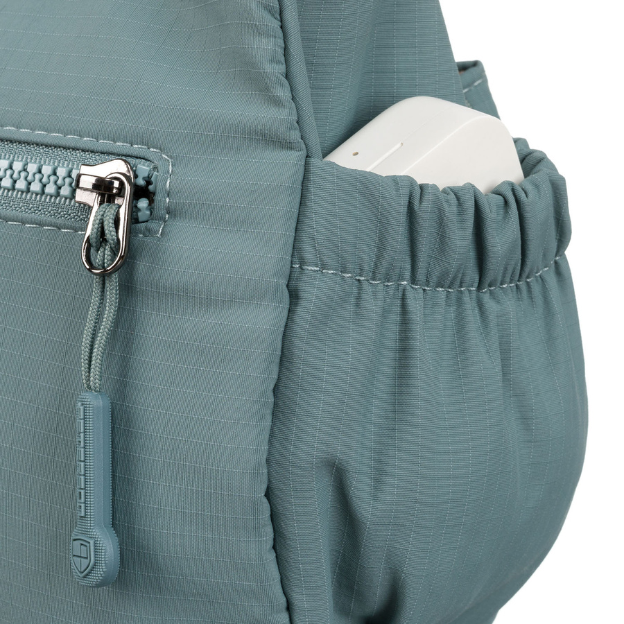 Miejska torebka damska w niebieskim kolorze z kieszenią na froncie - Peterson - obrazek 10