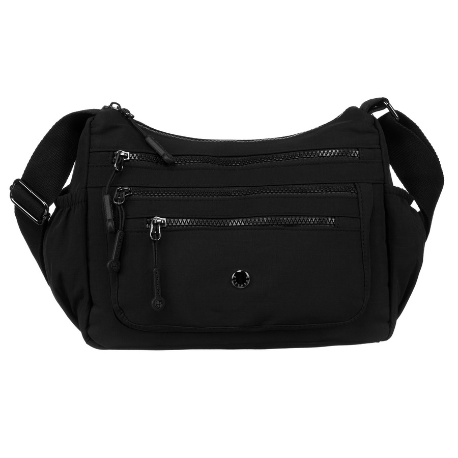 Jednokomorowa torebka damska z poliestru w czarnym kolorze - Peterson - obrazek 4