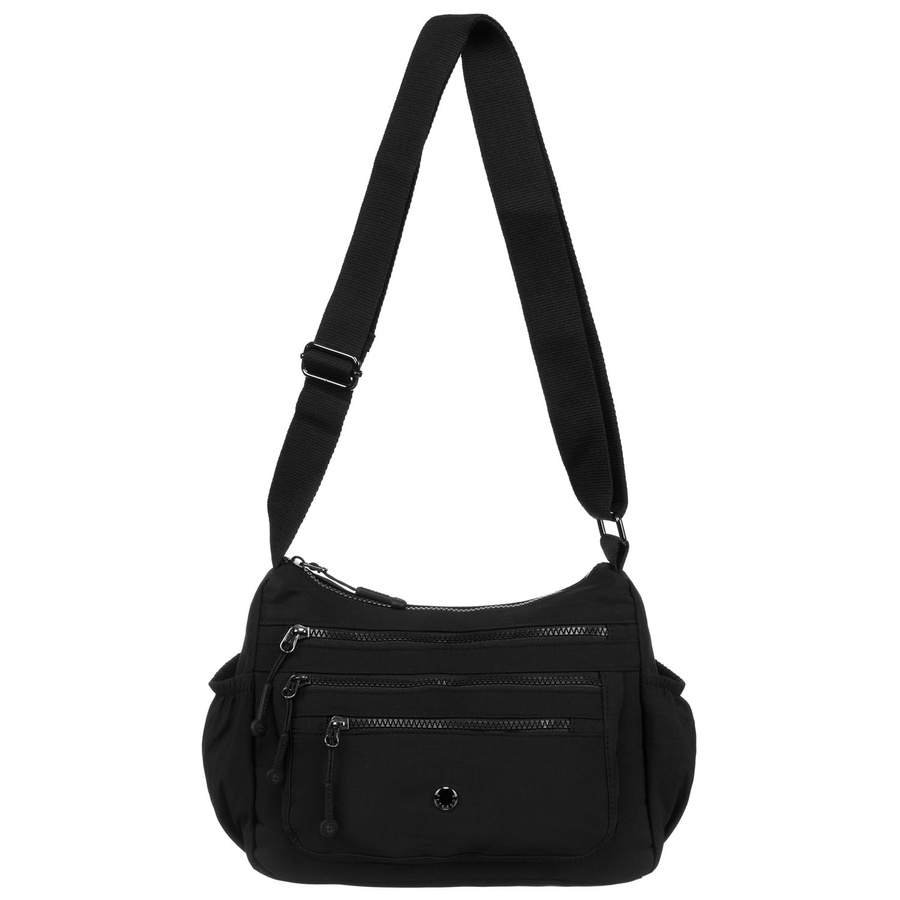 Jednokomorowa torebka damska z poliestru w czarnym kolorze - Peterson - obrazek 8