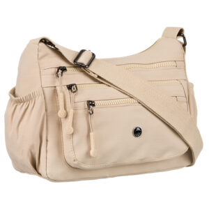 Miejska torebka damska w beżowym kolorze wykonana z poliestru - Peterson